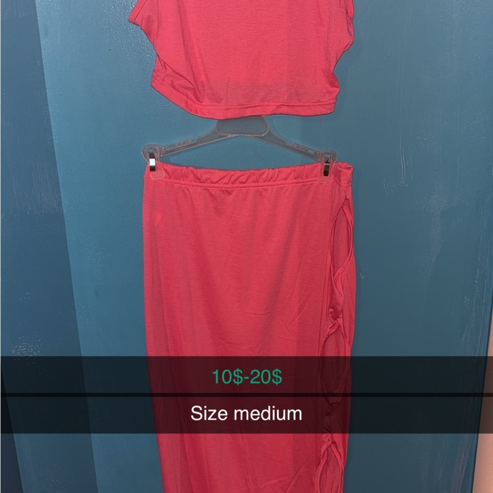 Pink Maxi Pencil Skirt Set with Ruched Design